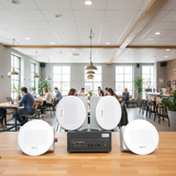 Loa âm trần thông báo, phát nhạc nền: Âm ly Amply A501 + 4 VAT38, loa được thiết kế riêng cho quán, bật lớn không tạp âm, miễn phí công lắp đặt, bảo hành dài hạn 5 năm.