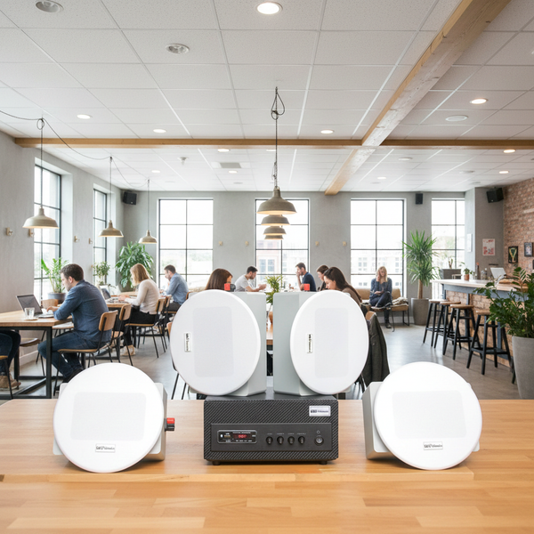 Loa âm trần thông báo, phát nhạc nền: Âm ly Amply A501 + 4 VAT38, loa được thiết kế riêng cho quán, bật lớn không tạp âm, miễn phí công lắp đặt, bảo hành dài hạn 5 năm.