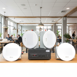 Loa âm trần thông báo, phát nhạc nền: Âm ly Amply A501 + 4 VAT38, loa được thiết kế riêng cho quán, bật lớn không tạp âm, miễn phí công lắp đặt, bảo hành dài hạn 5 năm.