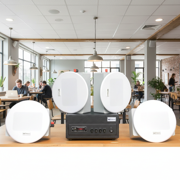 Loa âm trần thông báo, phát nhạc nền: Âm ly Amply A501 + 4 VAT38, loa được thiết kế riêng cho quán, bật lớn không tạp âm, miễn phí công lắp đặt, bảo hành dài hạn 5 năm.