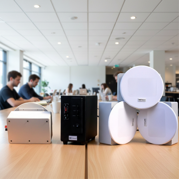 Loa âm trần thông báo, phát nhạc nền: Âm ly A155 + 4 VAT38, loa được thiết kế riêng cho quán, bật lớn không tạp âm, miễn phí công lắp đặt, bảo hành dài hạn 5 năm.