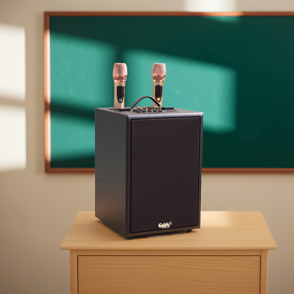 Loa trường học M122 Goldsound: 2 Micro không dây, công suất 120w, bass 20cm, treble 10cm, bluetooth 5.0