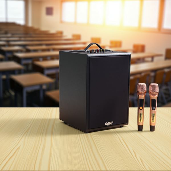 Loa trường học M122 Goldsound: 2 Micro không dây, công suất 120w, bass 20cm, treble 10cm, bluetooth 5.0