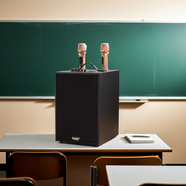 Loa trường học M122 Goldsound: 2 Micro không dây, công suất 120w, bass 20cm, treble 10cm, bluetooth 5.0