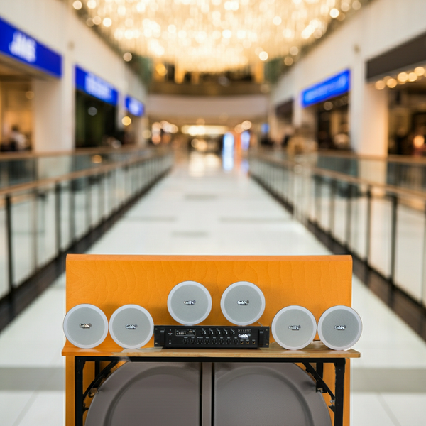 Dàn loa âm trần thông báo, phát nhạc nền tự động: A550F Goldsound 5 vùng âm lượng 550w + 6 loa âm trần VAT13, loa được thiết kế riêng cho quán, bật lớn không tạp âm, miễn phí công lắp đặt, bảo hành dài hạn 12 tháng