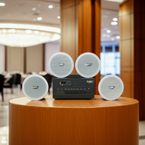 Dàn loa âm trần thông báo, phát nhạc nền tự động: A384PU-2K Goldsound 2 vùng âm lượng 380w + 4 loa âm trần VAT13, loa được thiết kế riêng cho quán, bật lớn không tạp âm, miễn phí công lắp đặt, bảo hành dài hạn 12 tháng