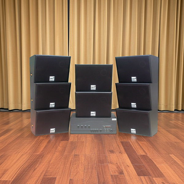 Dàn loa sân vườn: Amply A917 - 4K  + 8 loa V130NT, Amply 4 - 6 vùng âm lượng, loa được thiết kế riêng, bật lớn không tạp âm, miễn phí công lắp đặt, bảo hành dài hạn 5 năm.