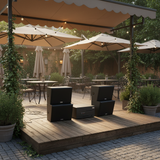 Dàn loa sân vườn: Amply A1800 + 4 V130NT, Amply 4 - 6 vùng âm lượng, loa được thiết kế riêng, bật lớn không tạp âm, miễn phí công lắp đặt, bảo hành dài hạn 5 năm.