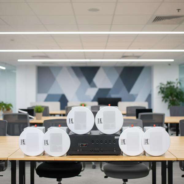 Loa âm trần thông báo, phát nhạc nền tự động: A384-6K Goldsound 6 vùng âm lượng 1200w + 6 loa âm trần Goldsound VAT28, Amply 4 - 6 vùng âm lượng, loa được thiết kế riêng cho quán, bật lớn không tạp âm, miễn phí công lắp đặt, bảo hành dài hạn 5 năm.