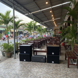 Dàn loa treo tường: Amply A917 - 4K + 4 V130, Amply hai vùng âm lượng, loa được thiết kế riêng, bật lớn không tạp âm, miễn phí công lắp đặt, bảo hành dài hạn 5 năm.
