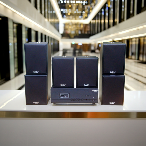 Loa thông báo phát nhạc nền tự động A917PU-2K Goldsound 1200w + 6 loa Goldsound V55C 55w, loa được thiết kế riêng cho quán, bật lớn không tạp âm, miễn phí công lắp đặt, bảo hành dài hạn 5 năm