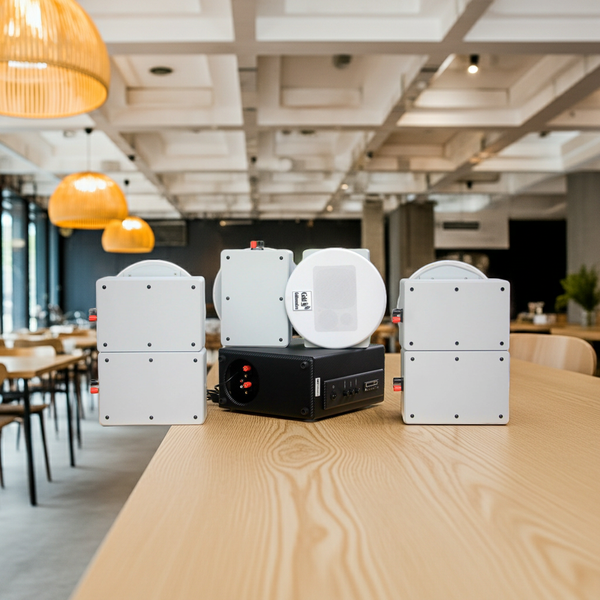 Loa âm trần thông báo, phát nhạc nền tự động: AMT156 Goldsound 200w + 6 loa âm trần Goldsound VAT38 38w, loa được thiết kế riêng cho quán, bật lớn không tạp âm, miễn phí công lắp đặt, bảo hành dài hạn 5 năm