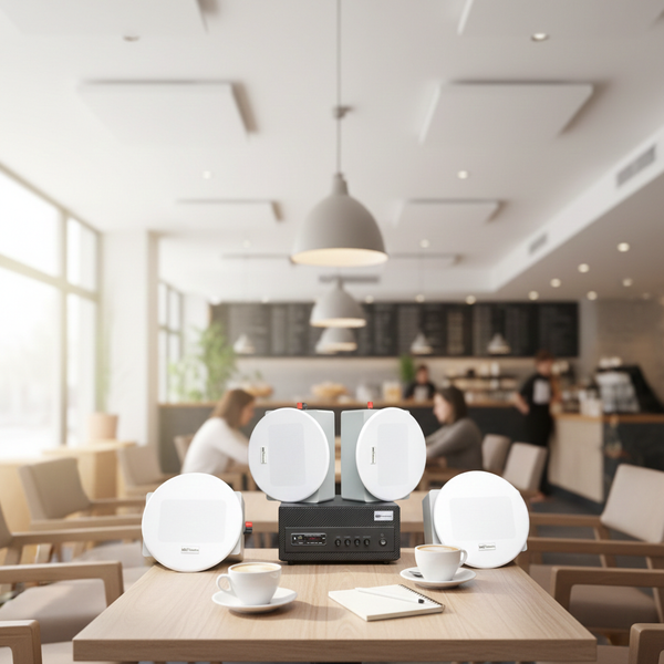 Loa âm trần thông báo, phát nhạc nền: Âm ly Amply A501 + 4 VAT38, loa được thiết kế riêng cho quán, bật lớn không tạp âm, miễn phí công lắp đặt, bảo hành dài hạn 5 năm.