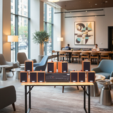 Loa thông báo phát nhạc nền tự động Gold4cafe 10.0 màu vân gỗ đỏ (10 loa + 1 amply), Amply 1200w - 2 vùng âm lượng, loa được thiết kế riêng cho quán, bật lớn không tạp âm, bảo hành dài hạn 5 năm