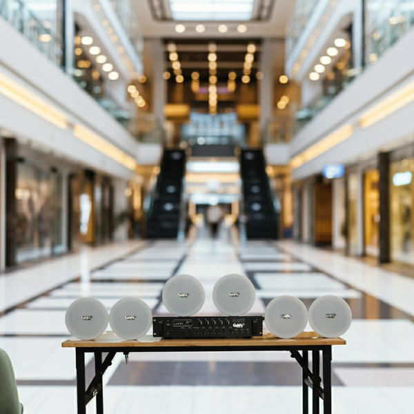 Dàn loa âm trần thông báo, phát nhạc nền tự động: A550F Goldsound 2 vùng âm lượng 550w + 6 loa âm trần VAT14, loa được thiết kế riêng cho quán, bật lớn không tạp âm, miễn phí công lắp đặt, bảo hành dài hạn 12 tháng