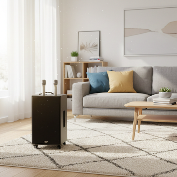 Loa di động D230PU - MI, công suất 230w, pin 4 - 6 tiếng, kèm 2 Micro, 1 bass, 1 treble, bluetooth 5.0, cổng rca, khe usb, thiết kế loa thùng gỗ, cao 57.25 cm, rộng 35.5 cm, sâu 36 cm. Bảo hành 12 tháng