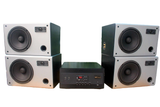 Dàn loa treo tường: Amply A905 + 4 V130, Amply hai vùng âm lượng, loa được thiết kế riêng, bật lớn không tạp âm, miễn phí công lắp đặt, bảo hành dài hạn 5 năm.