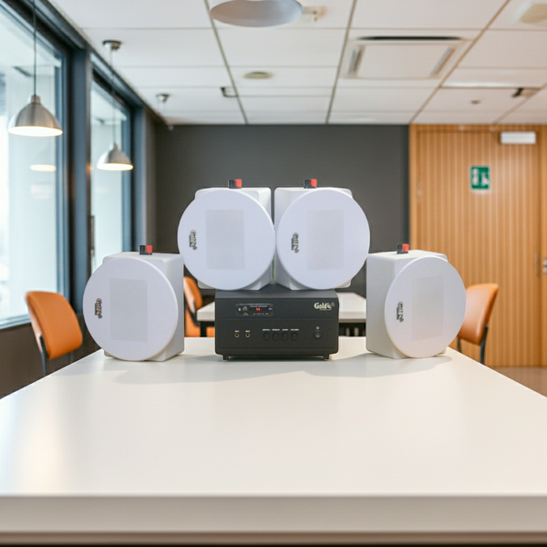 Dàn loa âm trần thông báo, phát nhạc nền tự động: A154PU Goldsound 150w + 4 loa âm trần Goldsound VAT38 - 38w, loa được thiết kế riêng cho quán, bật lớn không tạp âm, miễn phí công lắp đặt, bảo hành dài hạn 5 năm.