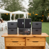 Dàn loa sân vườn: Amply A154PU Goldsound 150w + 6 loa Goldsound ngoài trời V101-NT - 15w, loa được thiết kế riêng cho quán, bật lớn không tạp âm,  không bao gồm công lắp đặt, bảo hành 12 tháng