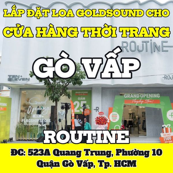 Loa treo tường phát nhạc nền tự động Goldsound cho Routine Gò Vấp, loa được thiết kế riêng cho quán, bật lớn không tạp âm, miễn phí công lắp đặt, bảo hành dài hạn 5 năm