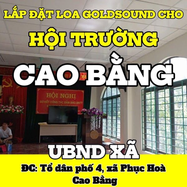 Loa cho hội trường xã Phục Hoà, Cao Bằng, cục đẩy 1600w, 4 loa 600w, vang cơ, Micro không dây...