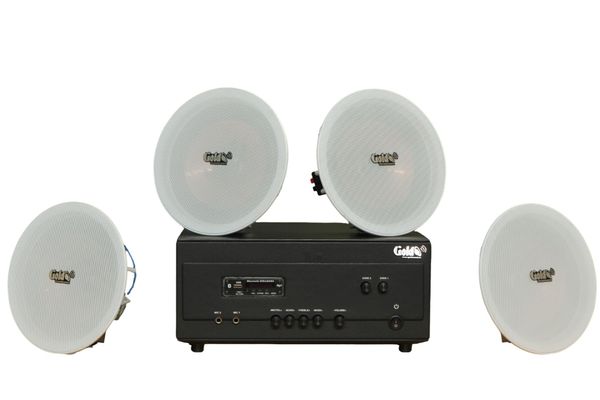 Dàn loa âm trần thông báo, phát nhạc nền tự động: A907PU-2K Goldsound 2 vùng âm lượng 900w + 4 loa âm trần VAT27, loa được thiết kế riêng cho quán, bật lớn không tạp âm, miễn phí công lắp đặt, bảo hành dài hạn 12 tháng
