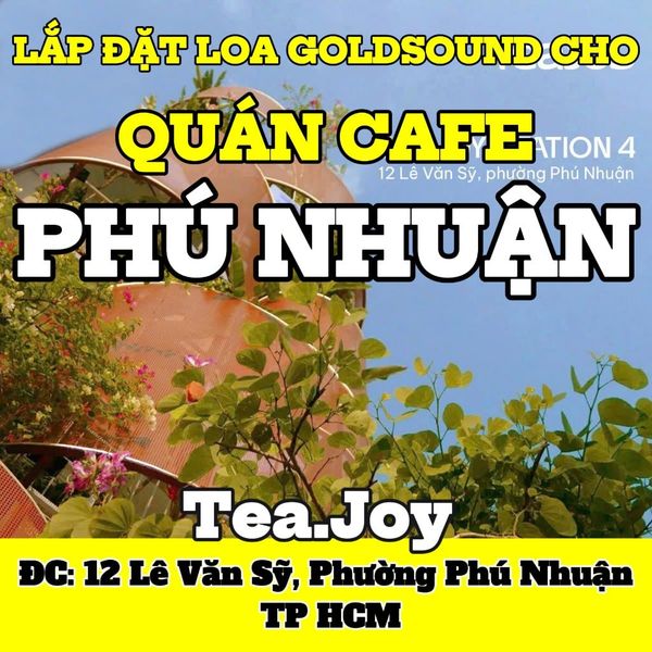 Loa quán cafe phát nhạc nền tự động cho quán TEA.JOY, Phú Nhuận, loa được thiết kế riêng cho quán, bật lớn không tạp âm, miễn phí công lắp đặt, bảo hành dài hạn 5 năm
