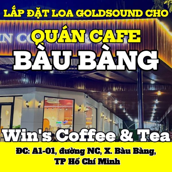 Loa quán cafe phát nhạc nền tự động cho quán WIN COFFEE & TEA, TP Hồ Chí Minh, loa được thiết kế riêng cho quán, bật lớn không tạp âm, miễn phí công lắp đặt, bảo hành dài hạn 5 năm