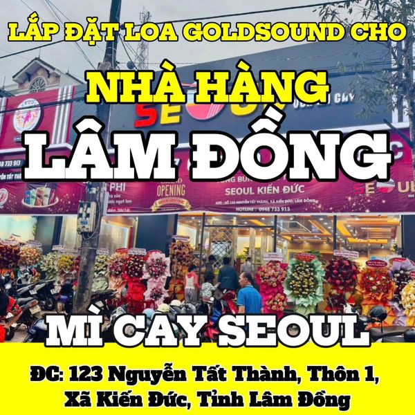 Loa nhà hàng phát nhạc nền tự động cho Mì Cay SEOUL Kiến Đức, Lâm Đồng, loa được thiết kế riêng cho quán, bật lớn không tạp âm, miễn phí công lắp đặt, bảo hành dài hạn 5 năm