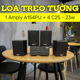 Dàn loa thông báo, loa phát nhạc nền tự động A154PU Goldsound 150w + 4 loa Goldsound C25 màu đen - 23w, loa được thiết kế riêng cho quán, bật lớn không tạp âm, miễn phí công lắp đặt, bảo hành dài hạn 5 năm.