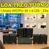 Dàn loa thông báo, loa phát nhạc nền tự động A907PU-2K Goldsound 2 vùng âm lượng 900w + 6 loa Goldsound C25 màu đen, loa được thiết kế riêng cho quán, bật lớn không tạp âm, miễn phí công lắp đặt, bảo hành dài hạn 5 năm.