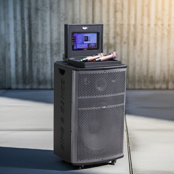 Loa L750: loa kéo gắn màn hình karaoke (công suất 750w, màn hình cảm ứng 9 inch, 4G, WIFI, bass 40cm, kèm 2 Micro, pin 3-4H)