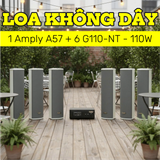 Loa sân vườn không dây: 01 amply A57 Goldsound + 6 loa cột chống nước sân vườn không dây G110-NT UHF Goldsound
