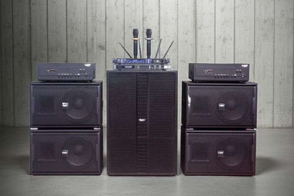 Dàn loa sân khấu, hội trường, kinh doanh karaoke K110 Goldsound (Loa V258PU-KA, Cục đẩy A958PU-2K, A957PU-1K, JBL KX180, Micro SLS S800,...)