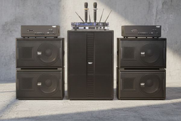 Dàn loa sân khấu, hội trường, kinh doanh karaoke K110 Goldsound (Loa V258PU-KA, Cục đẩy A958PU-2K, A957PU-1K, JBL KX180, Micro SLS S800,...)