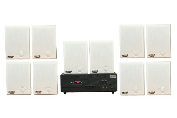 Dàn loa treo tường thông báo phát nhạc nền Gold4Office H10.0: Amply 1200w + 10 loa hộp treo tường H15, Amply, loa được thiết kế riêng cho quán, bật lớn không tạp âm, bảo hành dài hạn 5 năm.