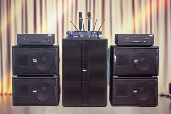 Dàn loa sân khấu, hội trường, kinh doanh karaoke K110 Goldsound (Loa V258PU-KA, Cục đẩy A958PU-2K, A957PU-1K, JBL KX180, Micro SLS S800,...)