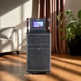 Loa L750: loa kéo gắn màn hình karaoke (công suất 750w, màn hình cảm ứng 9 inch, 4G, WIFI, bass 40cm, kèm 2 Micro, pin 3-4H)