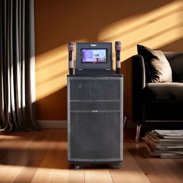 Loa L750: loa kéo gắn màn hình karaoke (công suất 750w, màn hình cảm ứng 9 inch, 4G, WIFI, bass 40cm, kèm 2 Micro, pin 3-4H)