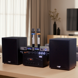 Hàng trưng bày: DÀN KARAOKE GOLD120B (AMPLY 1200W+ 2 V120+ bộ micro không dây + Vang)