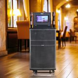 Loa L750: loa kéo gắn màn hình karaoke (công suất 750w, màn hình cảm ứng 9 inch, 4G, WIFI, bass 40cm, kèm 2 Micro, pin 3-4H)