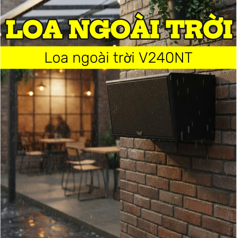 Loa ngoài trời V240NT Goldsound, công suất 240w, thiết kế chống nước, loa bass 25cm, loa mid 4 inch, treble 3 inch, kích thước rộng 52 cm, cao 32.9 cm, sâu 35 cm, bảo hành 12 tháng