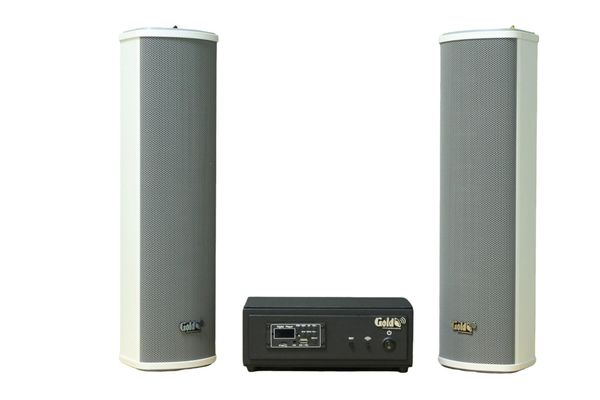 Loa sân vườn không dây: 01 amply A57 Goldsound + 2 loa cột chống nước sân vườn không dây G110-NT UHF Goldsound