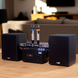 Hàng trưng bày: DÀN KARAOKE GOLD120B (AMPLY 1200W+ 2 V120+ bộ micro không dây + Vang)