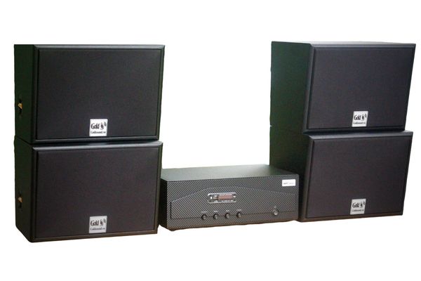 [Diện tích 120m2 + 02 Kênh] A918_SG Goldsound 2 vùng âm lượng 1200w + 4 loa Goldsound V130_SG 130w,  loa được thiết kế riêng cho quán, bật lớn không tạp âm, miễn phí công lắp đặt, bảo hành dài hạn 5 năm.