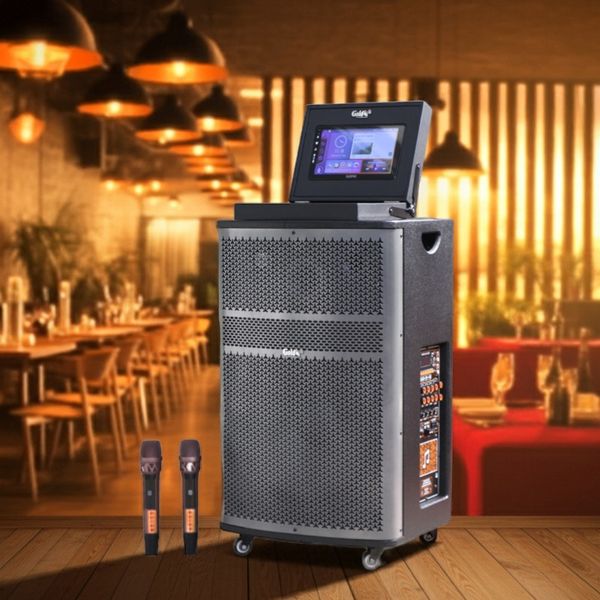 Loa L750: loa kéo gắn màn hình karaoke (công suất 750w, màn hình cảm ứng 9 inch, 4G, WIFI, bass 40cm, kèm 2 Micro, pin 3-4H)
