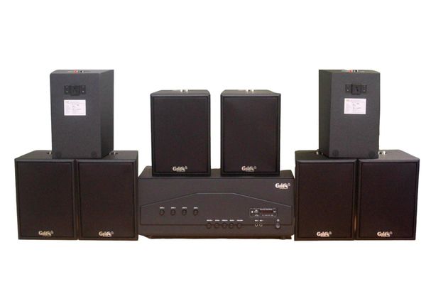 Dàn loa treo tường thông báo, phát nhạc nền tự động: Amply A917PU-4K 4 vùng âm lượng 1500w + 8 loa Goldsound treo tường V55C 55w, loa được thiết kế riêng cho quán, bật lớn không tạp âm, miễn phí công lắp đặt, bảo hành dài hạn 5 năm.