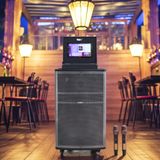 Loa L750: loa kéo gắn màn hình karaoke (công suất 750w, màn hình cảm ứng 9 inch, 4G, WIFI, bass 40cm, kèm 2 Micro, pin 3-4H)