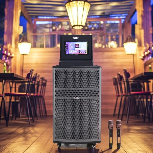 Loa L750: loa kéo gắn màn hình karaoke (công suất 750w, màn hình cảm ứng 9 inch, 4G, WIFI, bass 40cm, kèm 2 Micro, pin 3-4H)