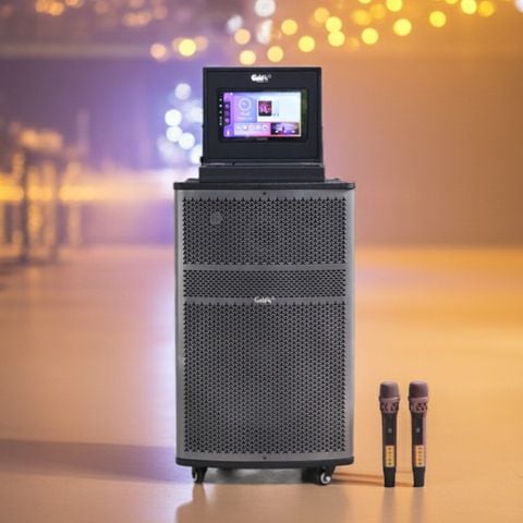 Loa L750: loa kéo gắn màn hình karaoke (công suất 750w, màn hình cảm ứng 9 inch, 4G, WIFI, bass 40cm, kèm 2 Micro, pin 3-4H)